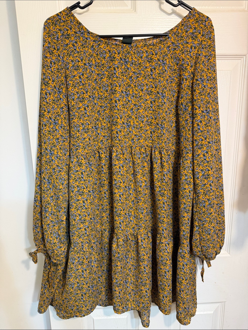 Wild Fable Mustard Floral Tiered Dress